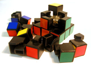 Take it to pieces and start again. Rubik’s Cube disassembled, from Wikipedia.