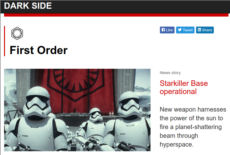 Screenshot of the website The First Order