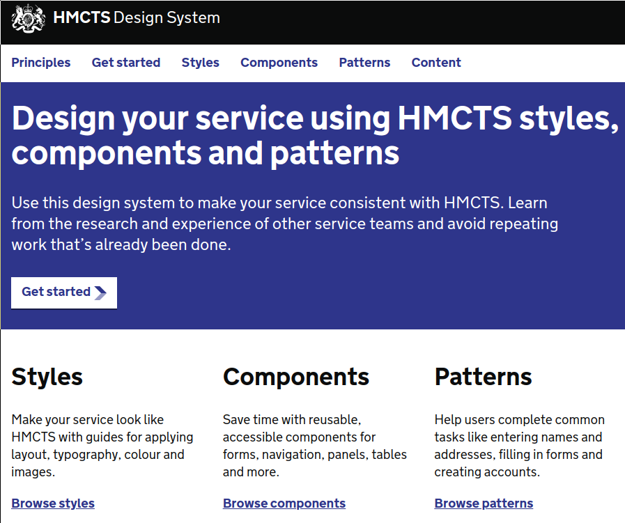 HMCTS Design System screenshot